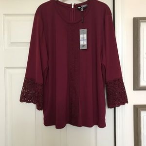 NWT Karl Lagerfeld burgundy lace blouse